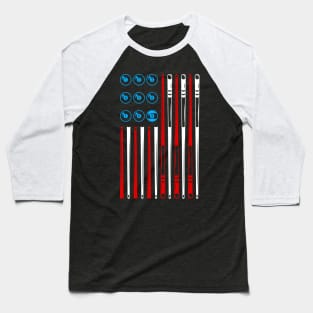 BILLIARDS POOL AMERICAN FLAG Baseball T-Shirt